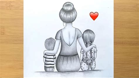 Mother And Daughter Pencil Drawing Images ~ 60 Simple Pencil Mother And Child Drawings ...