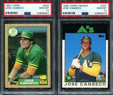 JOSE CANSECO 1986 TOPPS TRADED 20T & 1987 TOPPS 620 RC 'S A'S 2 COUNT LOT PSA 10 #PSA10 | Jose ...