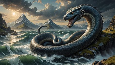 Jörmungandr(Norse Mythology). the world serpent, who dwells in the world sea 7 - AI Generated ...