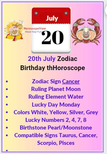 July 20 Zodiac Cancer Traits, Love, Money and Health