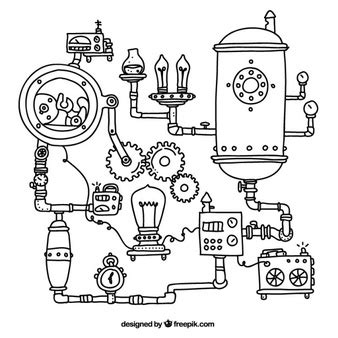 Steampunk Building Drawing