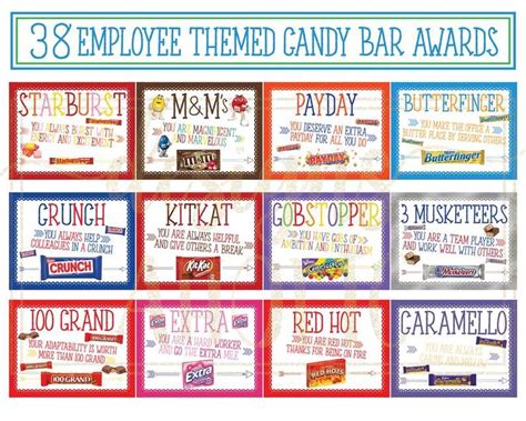 38 Employee Candy Bar Awards Candy Bar Award Certificates - Etsy | Candy bar awards, Award ...