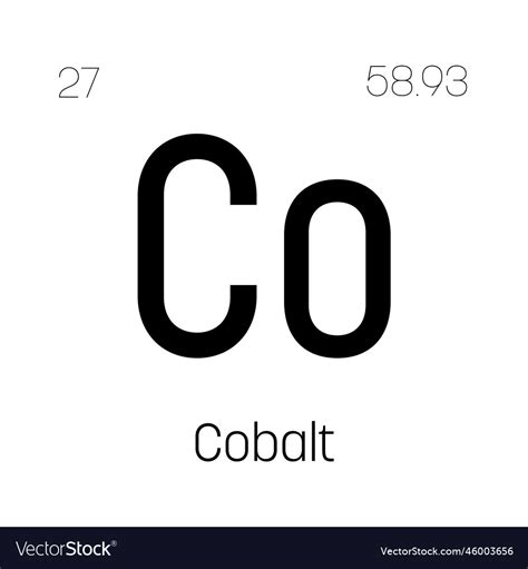 Cobalt co periodic table element Royalty Free Vector Image