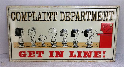 PEANUTS Charlie Brown COMPLAINT DEPT embossed Metal Sign Peanuts ...