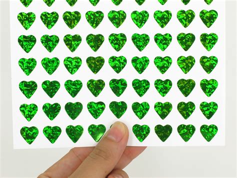 Mini Green Holographic Heart Stickers 11mm Great for | Etsy