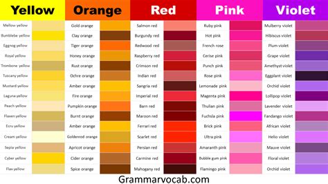 Color Names: All Color Shades Names - GrammarVocab