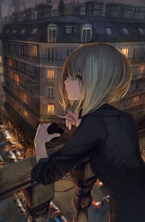 anime girls, digital art, balcony, artwork, anime, 2D, HD Wallpaper | Rare Gallery