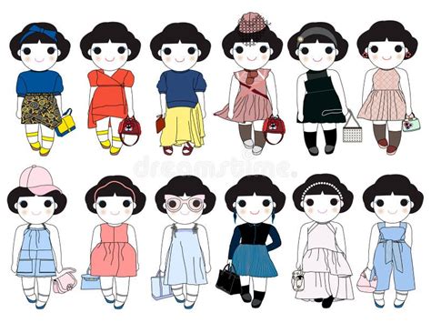 Trendy Fashion Wonder Girls Character Set Illustration Stock Vector ...