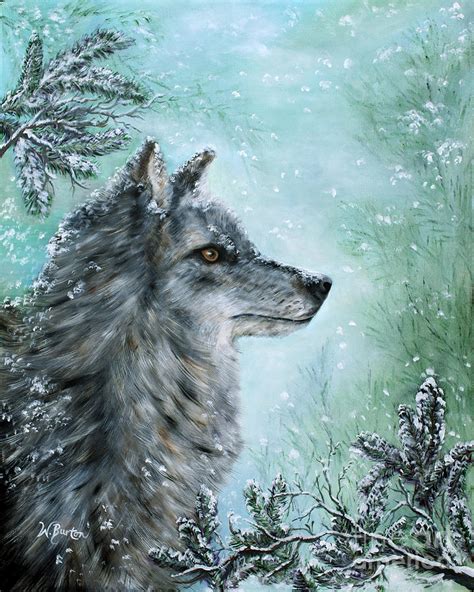 Winter Wolf Painting by Wanda Burton