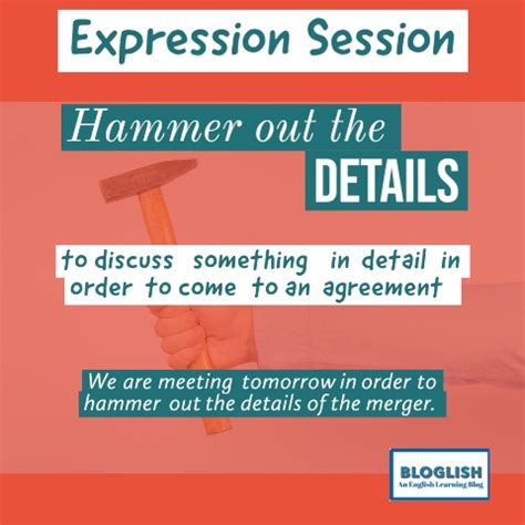 English Expression: Hammar out the details | cursos inglés | Vitoria