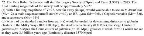 Solved The Vera Rubin Telescope will start the Legacy Survey | Chegg.com