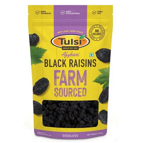 Tulsi Black Raisins Seedless, 250g at Rs 130/piece | Seedless Raisins ...