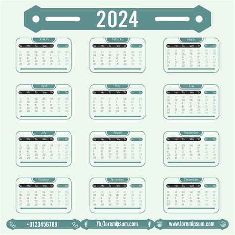 Premium Vector | Inspire every day 2024 calendar with motivating quotes and art