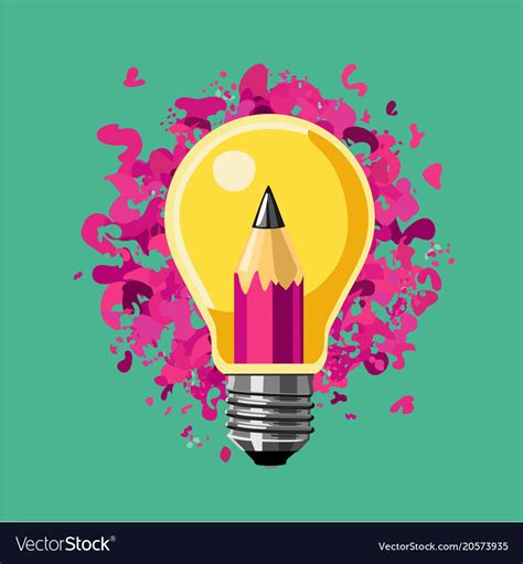 Creative idea lamp bulb and pencil art Royalty Free Vector