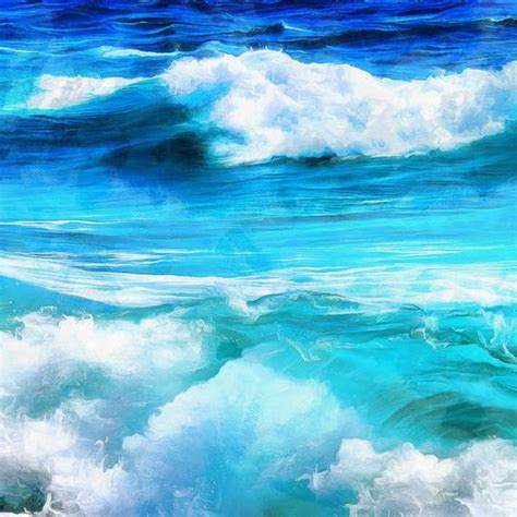 Blue Waves Canvas, Large Art painting, Poster, Wall art, ocean room design, painting, seaside ...