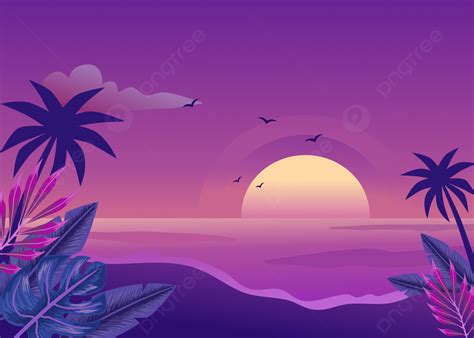 Purple Beach Sunset Tropical Vibes Background, Beach, Sunset, Tropical ...