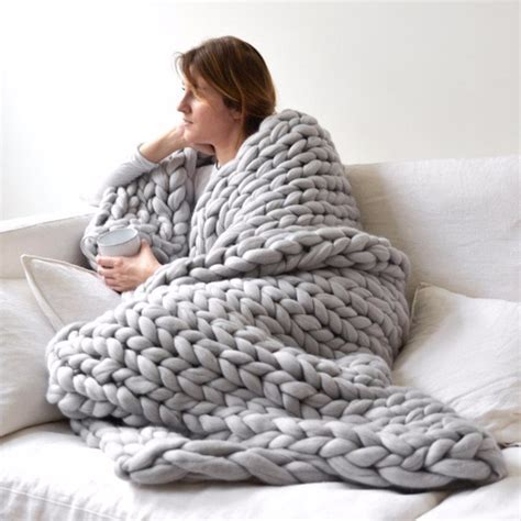 Comfortable Keep Warm Soft Thick Line Giant Yarn Knitted Blanket Handmade Manual Weaving ...