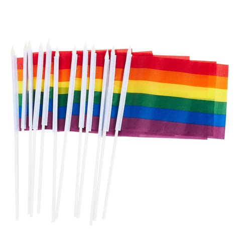 12 Piece Set Of Mini Rainbow Flags - Small Gay Pride Lgbt Stick Flags ...