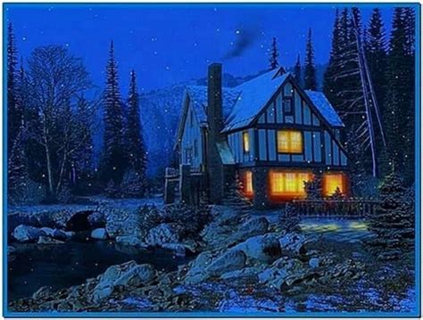 Snowy Cottage Screensaver Full - Download-Screensavers.biz