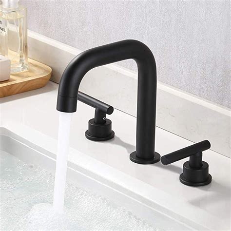 KES Black Faucet for Bathroom Sink 8-Inch Widespread 3 Hole Modern ...