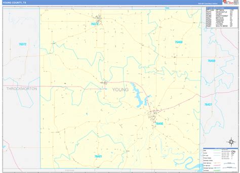 Young County, TX Zip Code Wall Map Basic Style by MarketMAPS - MapSales