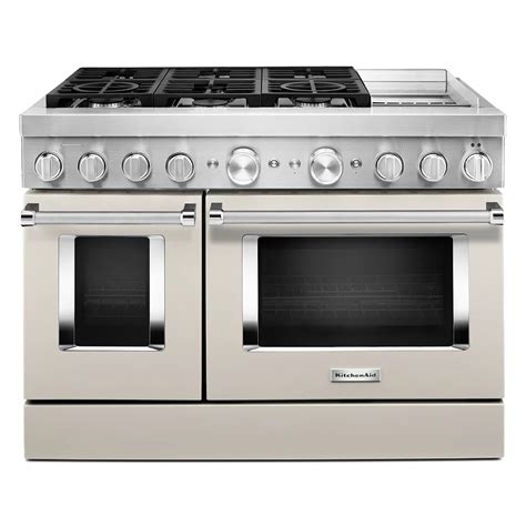 KitchenAid 48-inch 6.3 cu. ft. Smart Double Oven Dual Fuel Range with True Convection in M ...