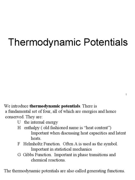 Lecture 8 - Thermodynamic Potentials, Gibbs Free Energy, Etc-1 | PDF | Gibbs Free Energy ...