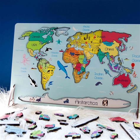 Educational World Map Puzzle for Kids Interactive Learning - Etsy