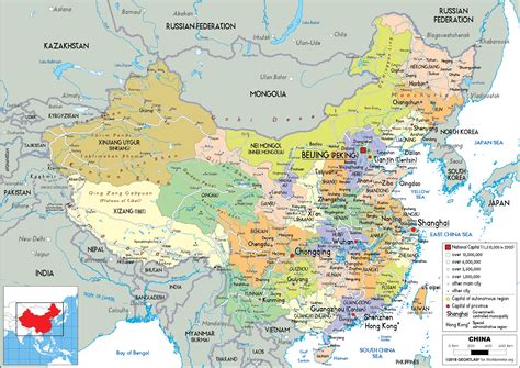 Large size Political Map of China - Worldometer