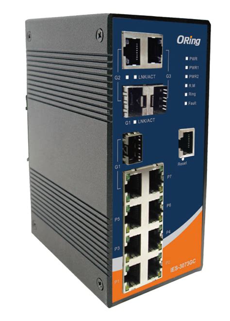 Oring IES-3073GC Industrial 10-port managed Ethernet switch with 7×10 ...