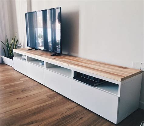 Ikea Besta TV console hack using reclaimed pallet wood. Handcrafted in ...