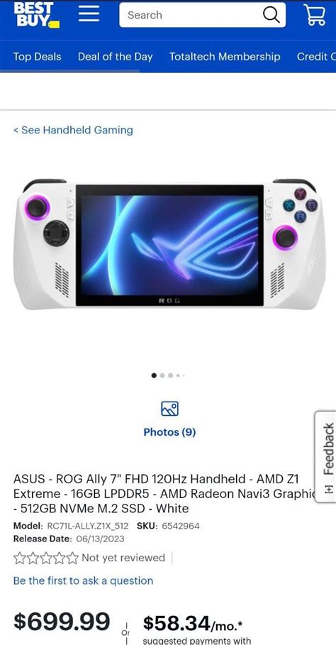 ASUS ROG Ally Handheld Console Price Leaked By BestBuy, $699.99 US For ...