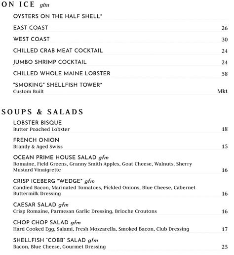 Ocean Prime Menu With Prices (Updated: September 2023)