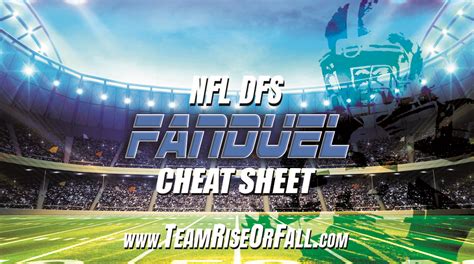 NFL DFS Cheat Sheet for Fanduel Lineups Week 2 - DFS Lineup Strategy ...