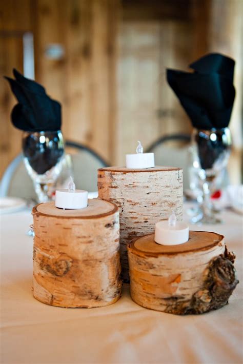 Rustic Wooden Centerpieces With Candles