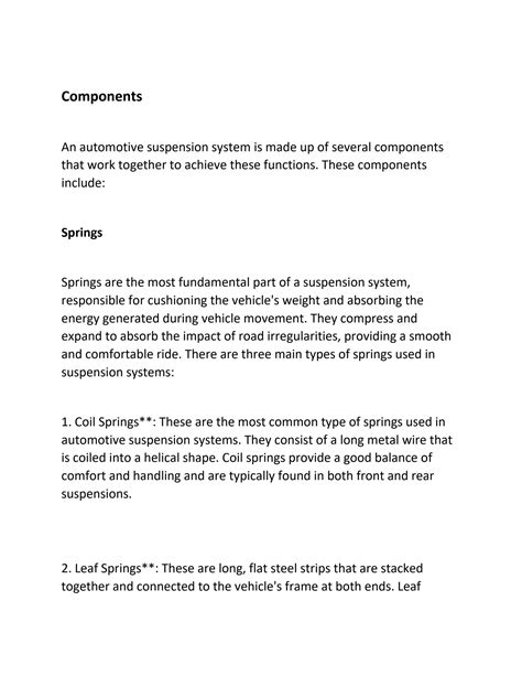 SOLUTION: The suspension system in automotive function components and types - Studypool