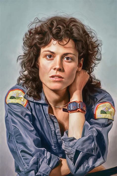 Sigourney Weaver as Ellen Ripley. Alien movie fan art portrait p ...