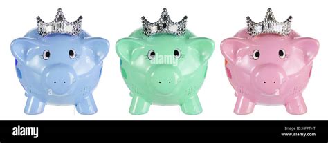 Piggy Banks with Crowns Stock Photo - Alamy