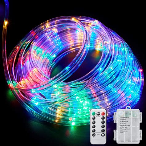 Amazon.com: Ollivage LED Rope Lights Outdoor String Light Battery Powered with Remote Control, 8 ...