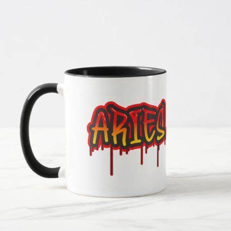 ARIES Fire Sign Dripping Word Art Spray Paint Mug Painted Mugs, Fire Signs, Business Supplies ...