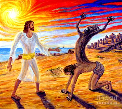 Jesus Evicting A Demon Painting by Arthur Robins