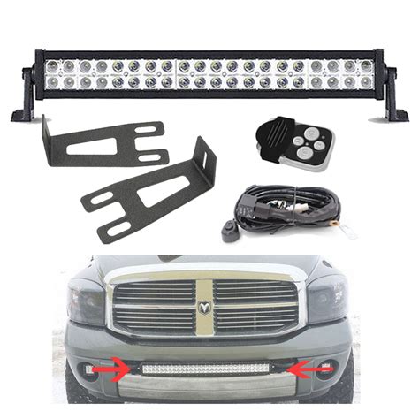 20 22" LED Light Bar + Bumper Mount Brackets Kit For 09-16 Dodge Ram ...