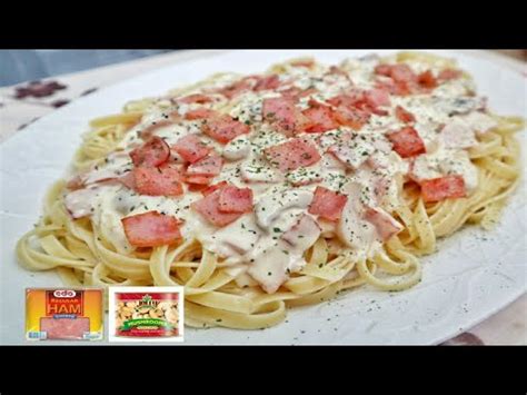 Filipino Style Ham & Mushroom Carbonara - YouTube