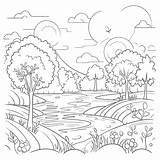 River Landscape Coloring Pages Sketch Page sketch template