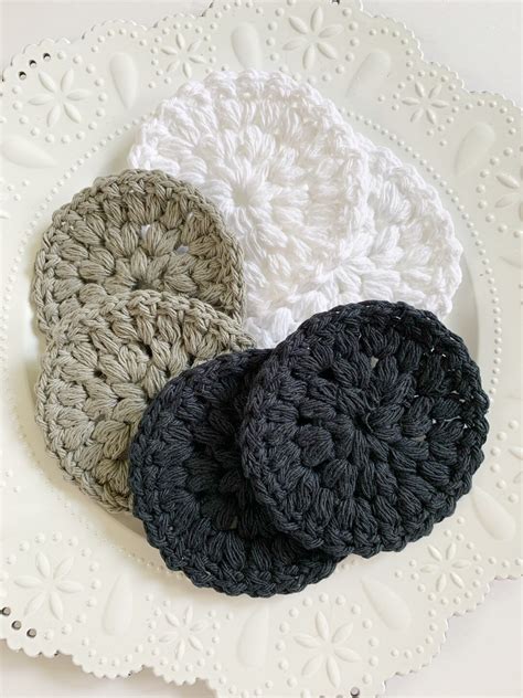 6 Crochet Drink Coasters Farmhouse Coffee Bar Decor Handmade ...