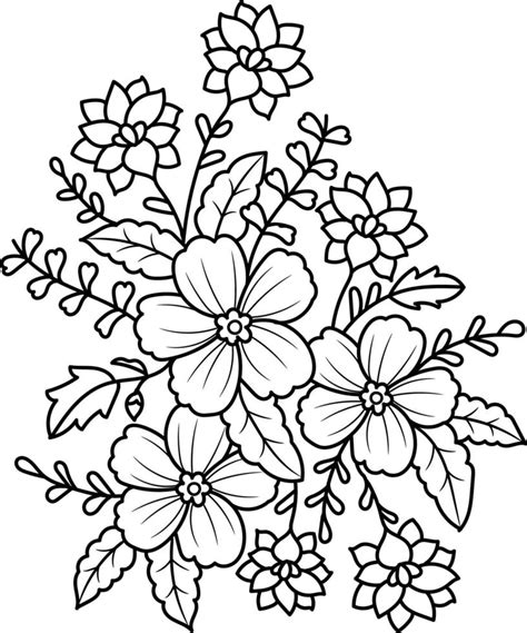 flower bouquet coloring page for adults 13707148 Vector Art at Vecteezy