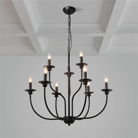 LNC Pict 9-Light Black Farmhouse Chandelier | A03233 | Farmhouse ...