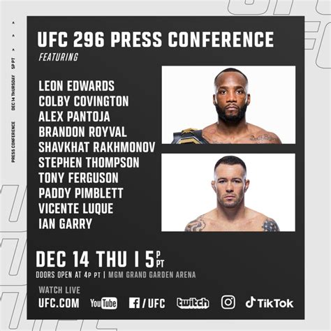 UFC 296: Edwards vs Covington Fan Event Schedule | UFC