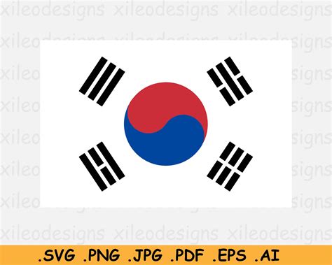 South Korea SVG National Flag Korean Nation Country Banner - Etsy UK