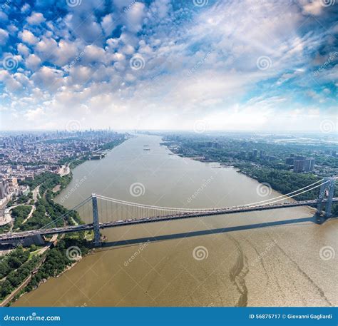 Aerial View of George Washington Bridge in New York City Stock Image - Image of skyline, urban ...